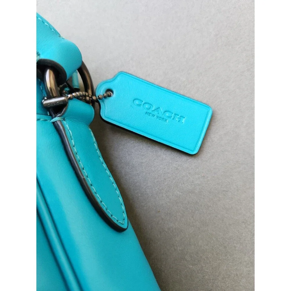 Coach Heritage Crossbody Bag Turquoise Blue Smooth Calf Leather C1269 Turnlock